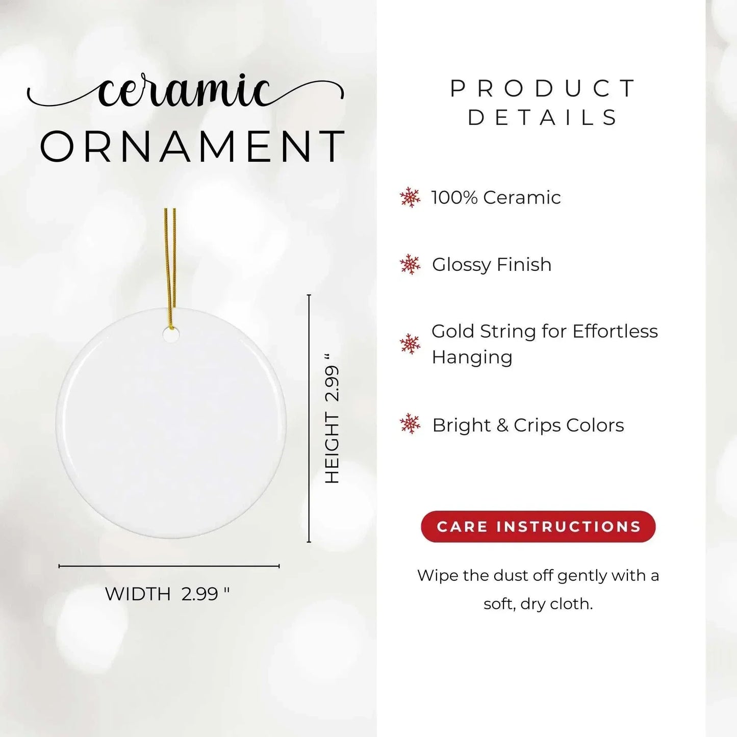 infographic for the 3 inch christmas ornament