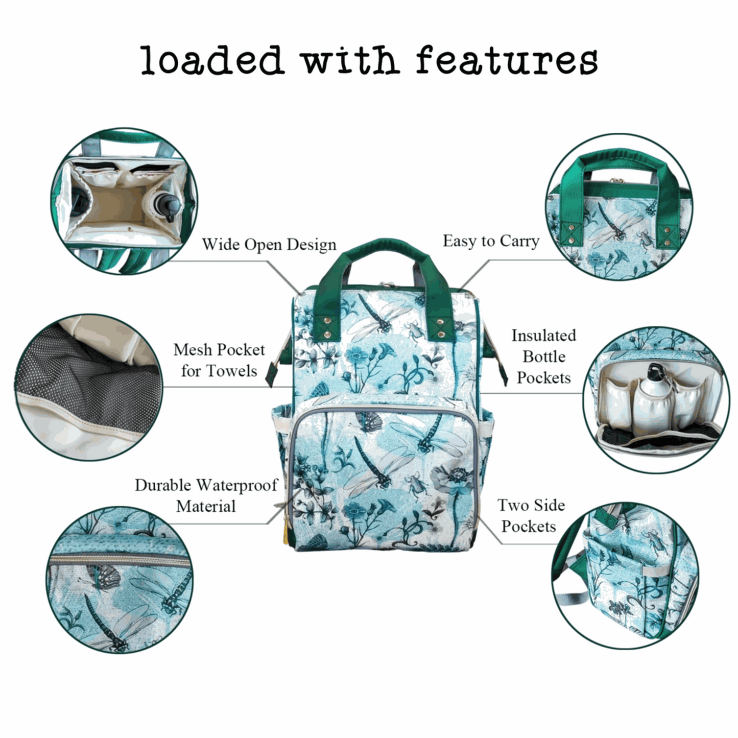 Pink floral diaper bag backpack for organized baby essentials and travel