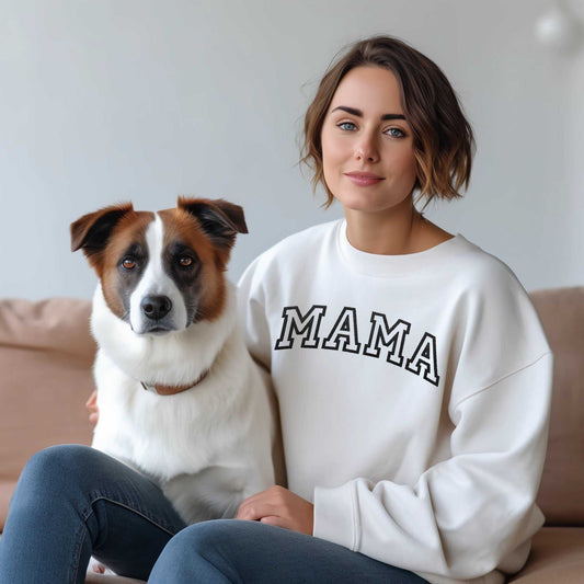 Dog Mama embroidered sweatshirt, custom mom gift, Mother's Day sweater.