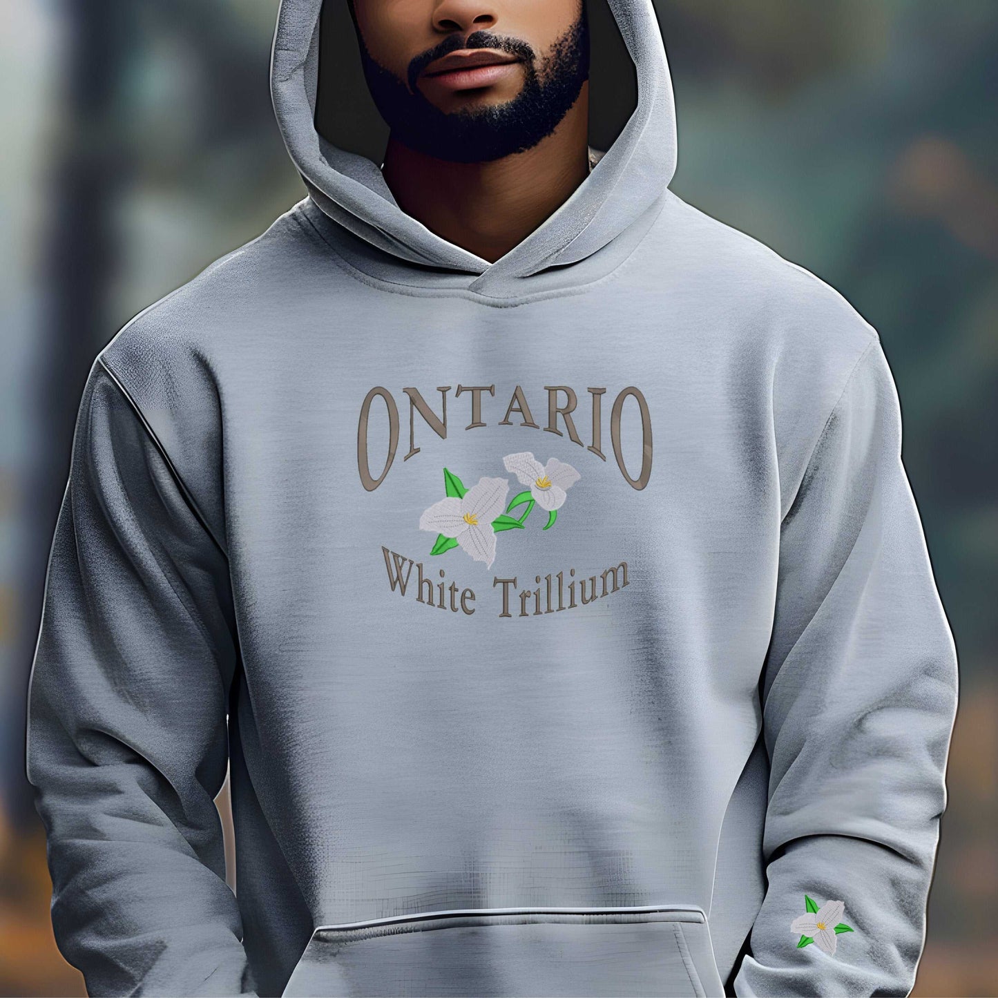 Canada Ontario State Flower White Trillium embroidered sweater souvenir hoodie