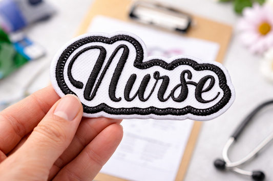 Custom embroidered nurse patch iron-on name tag for medical professionals
