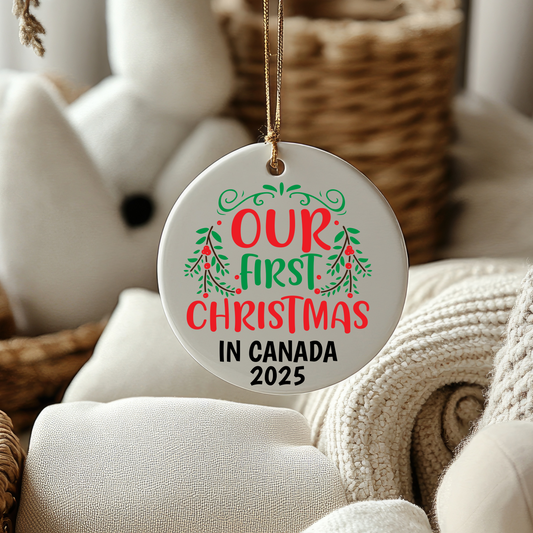 Our First Christmas in Canada 2025 Ornament – Newcomer Keepsake