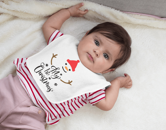 Purple LadyBug Decor Baby & Toddler My First Christmas Bib