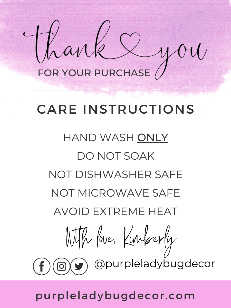 Care instructions card for funny personalized mug Hold on let me overthink this by Purple Ladybug Decor