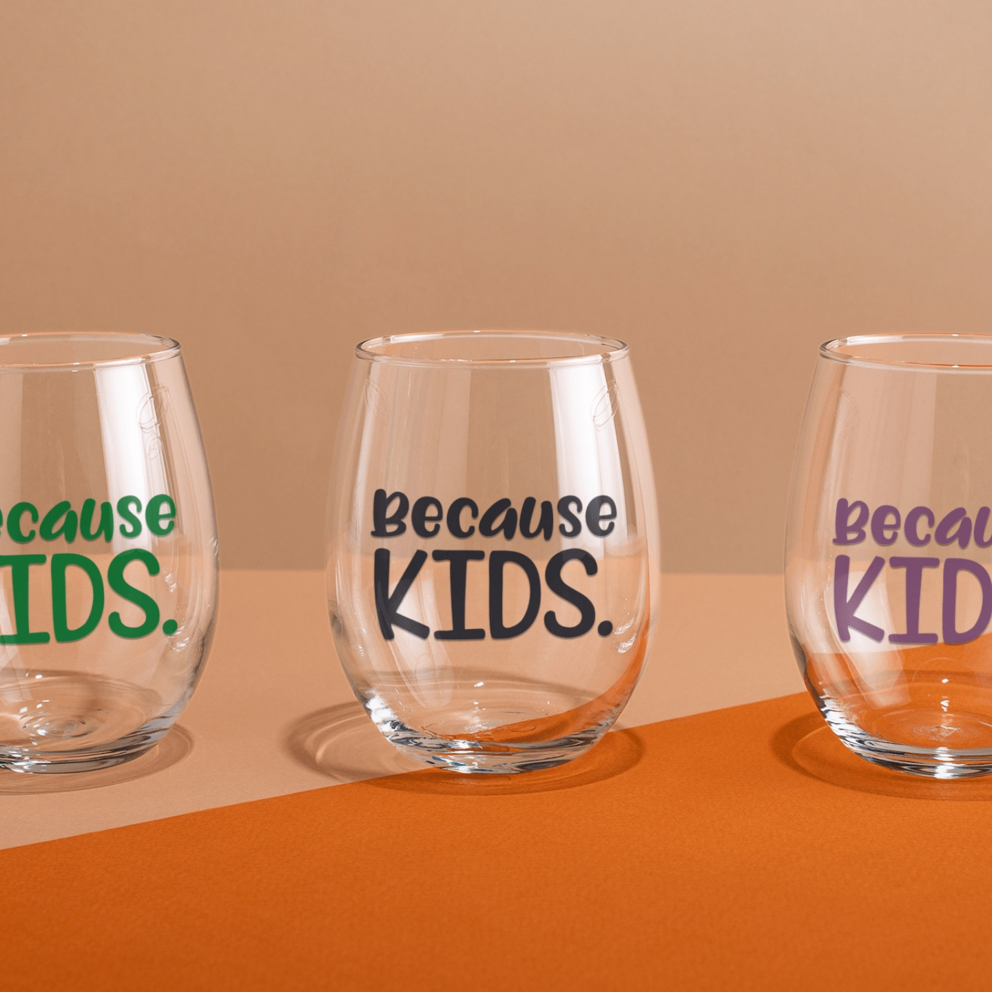 Purple LadyBug Decor Glasses Because Kids- Funny Customized Stemless Wine Glass