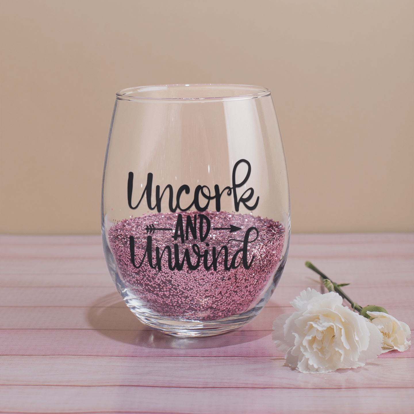 Purple LadyBug Decor Glasses Uncork and Unwind Stemless Wine Glass