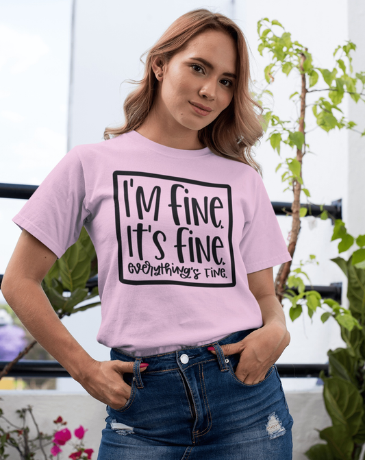 Purple LadyBug Decor I'm fine, it's fine, everything is fine funny t shirt