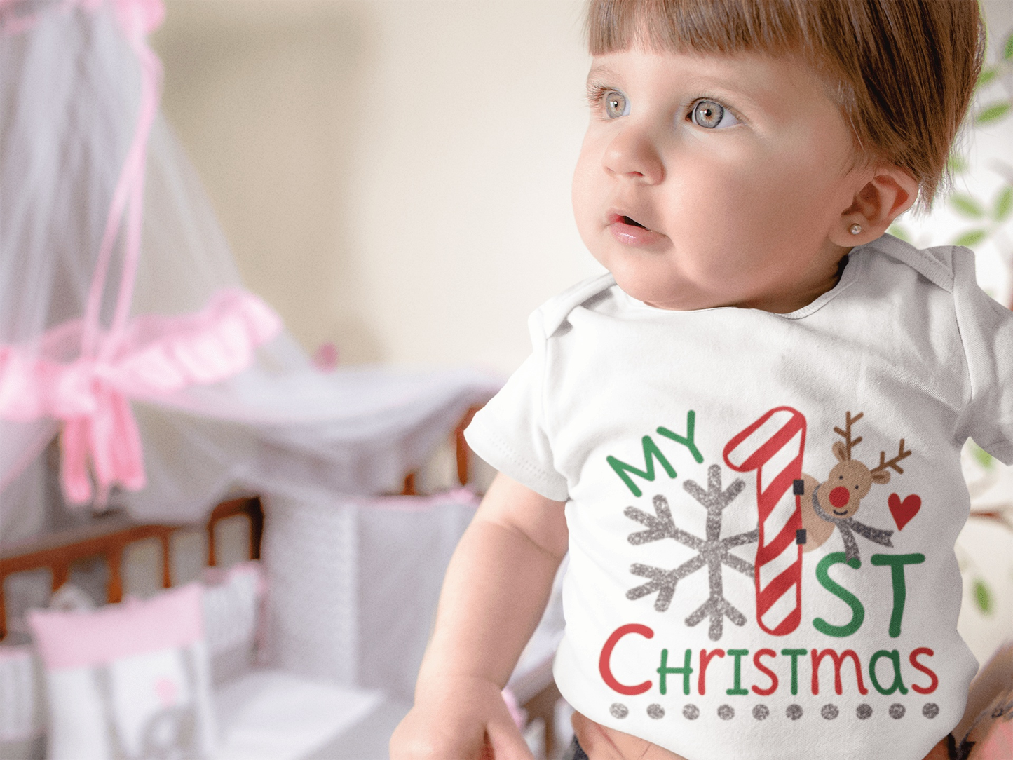 Purple LadyBug Decor Onesies My First Christmas Unisex Baby Outfit