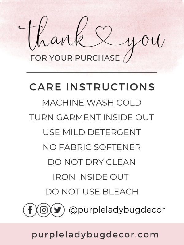 Care instructions card for Women's Be Kind T-Shirt with washing and ironing guidelines.