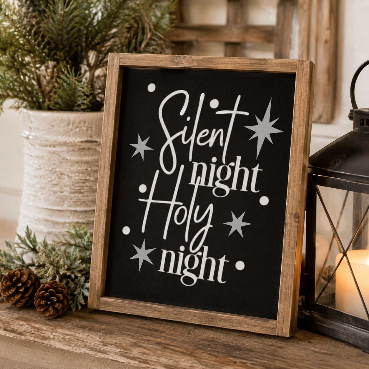 Personalized Christmas gifts and handcrafted holiday decor including custom ornaments, embroidered apparel, festive wood signs, mugs, pillows, and wrapping paper from Canada