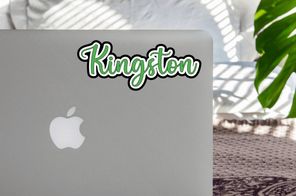 Custom vinyl name stickers for cars, cups, and laptops made in Canada