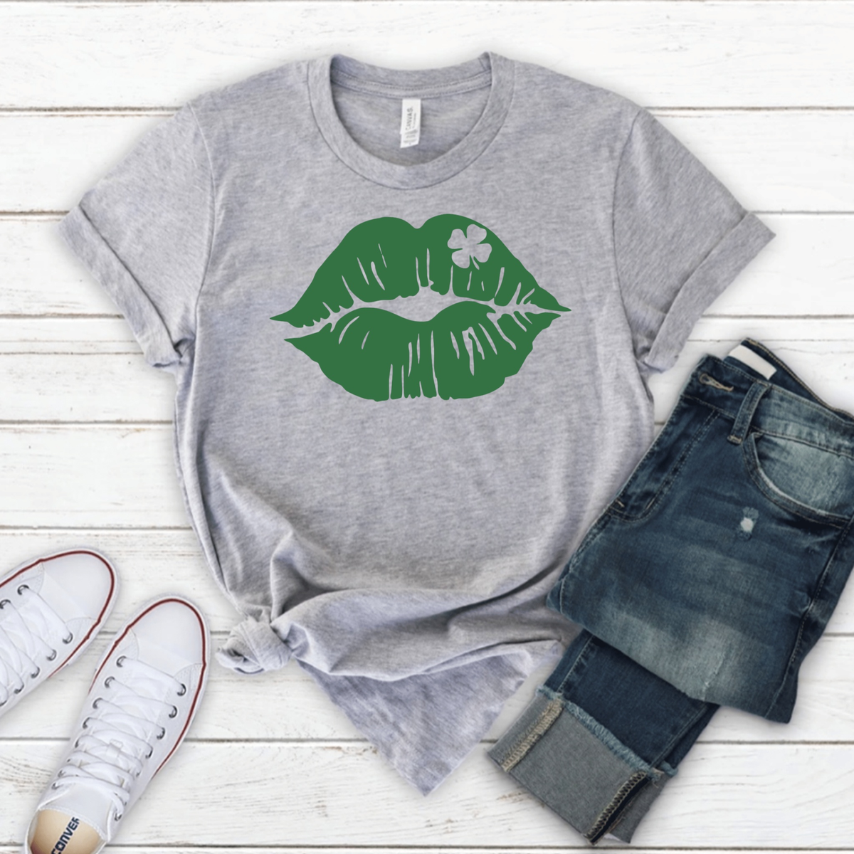 Purple LadyBug Decor shirts St. Patrick's Day Green Lip T-Shirt