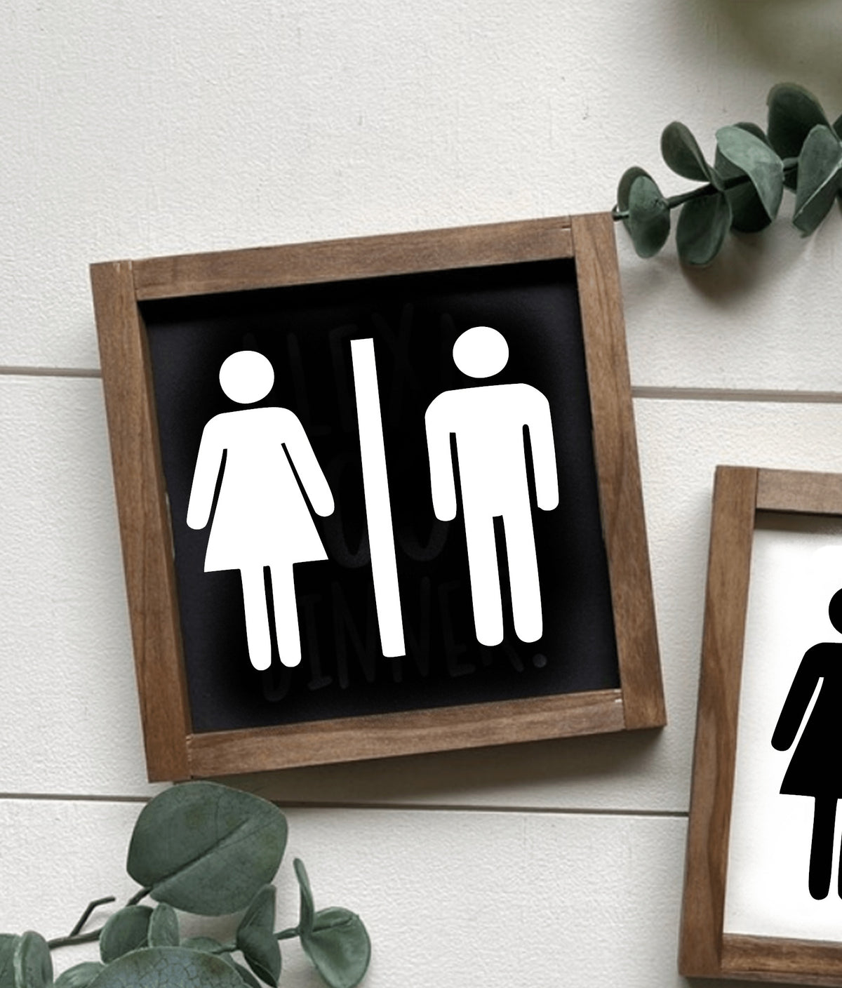 Stylish bathroom wood signs enhancing bathroom decor and ambiance