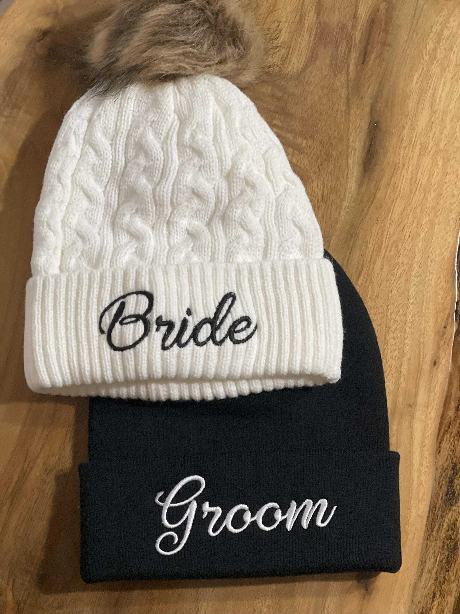 Personalized embroidered beanie with custom name in colorful thread on cozy winter hat