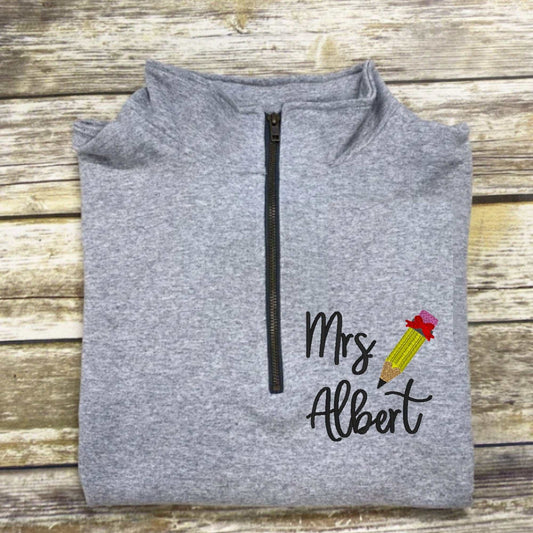 Personalized Teacher Quarter Zip Sweatshirt