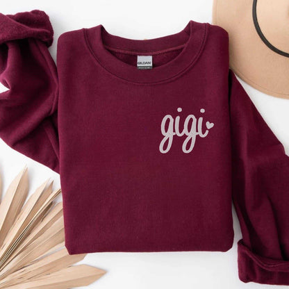 Personalized Mama Sweatshirt with kids' names embroidered on sleeves, cozy and meaningful gift