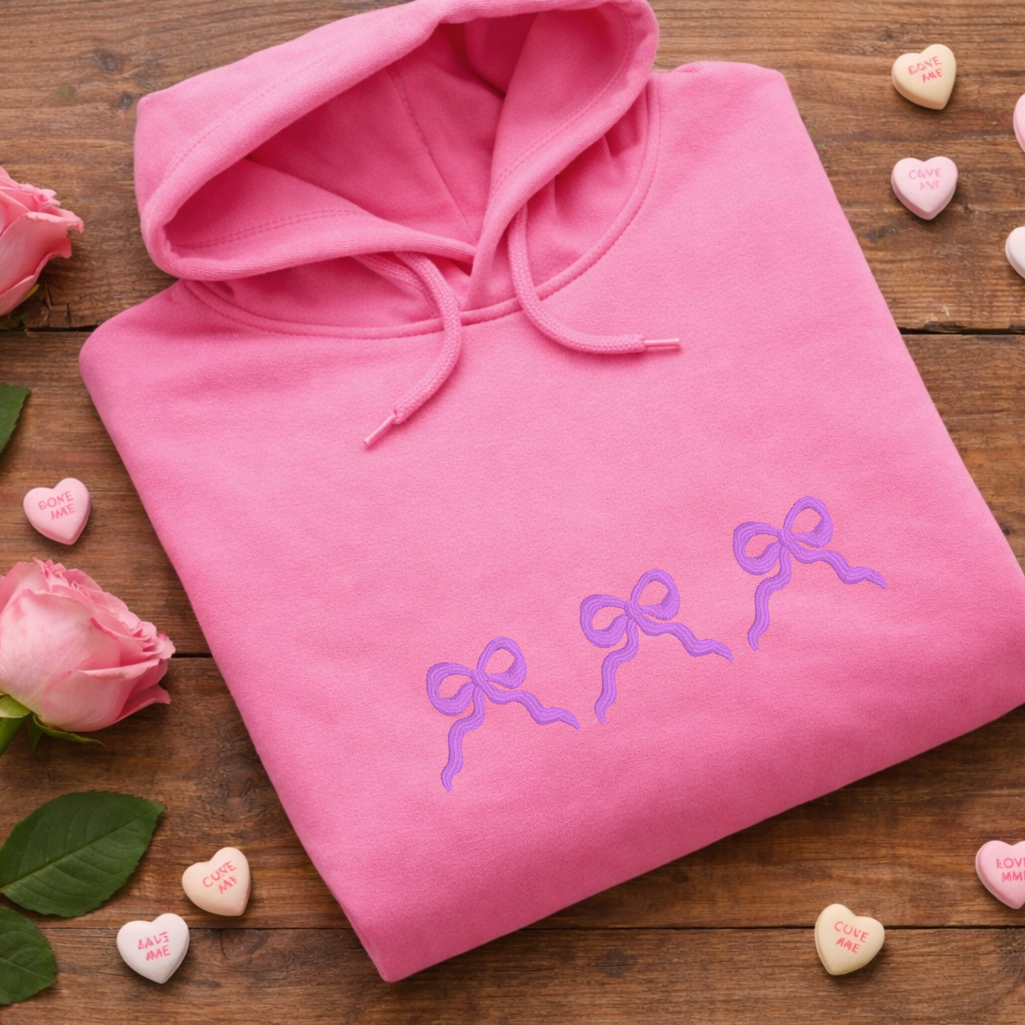 Coquette Bow Embroidered Classic Crew Neck Sweater