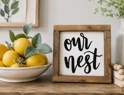 Our Nest Family Framed Wood Sign | Handcrafted Sign