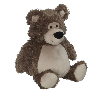 Design your own personalized embroidered brown teddy bear stuffed animal with removable stuffing and machine washable soft material, 16 inches tall