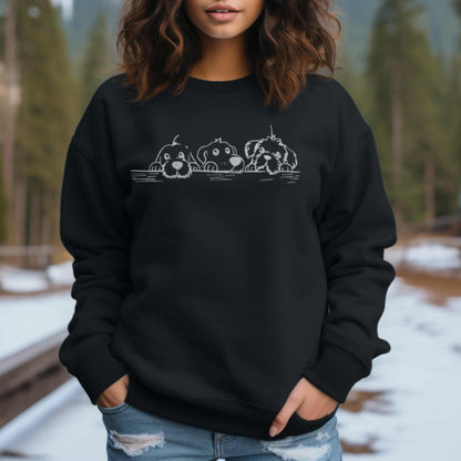 Custom embroidered dog mama sweatshirt with sketch-style dogs; gift for pet lovers.
