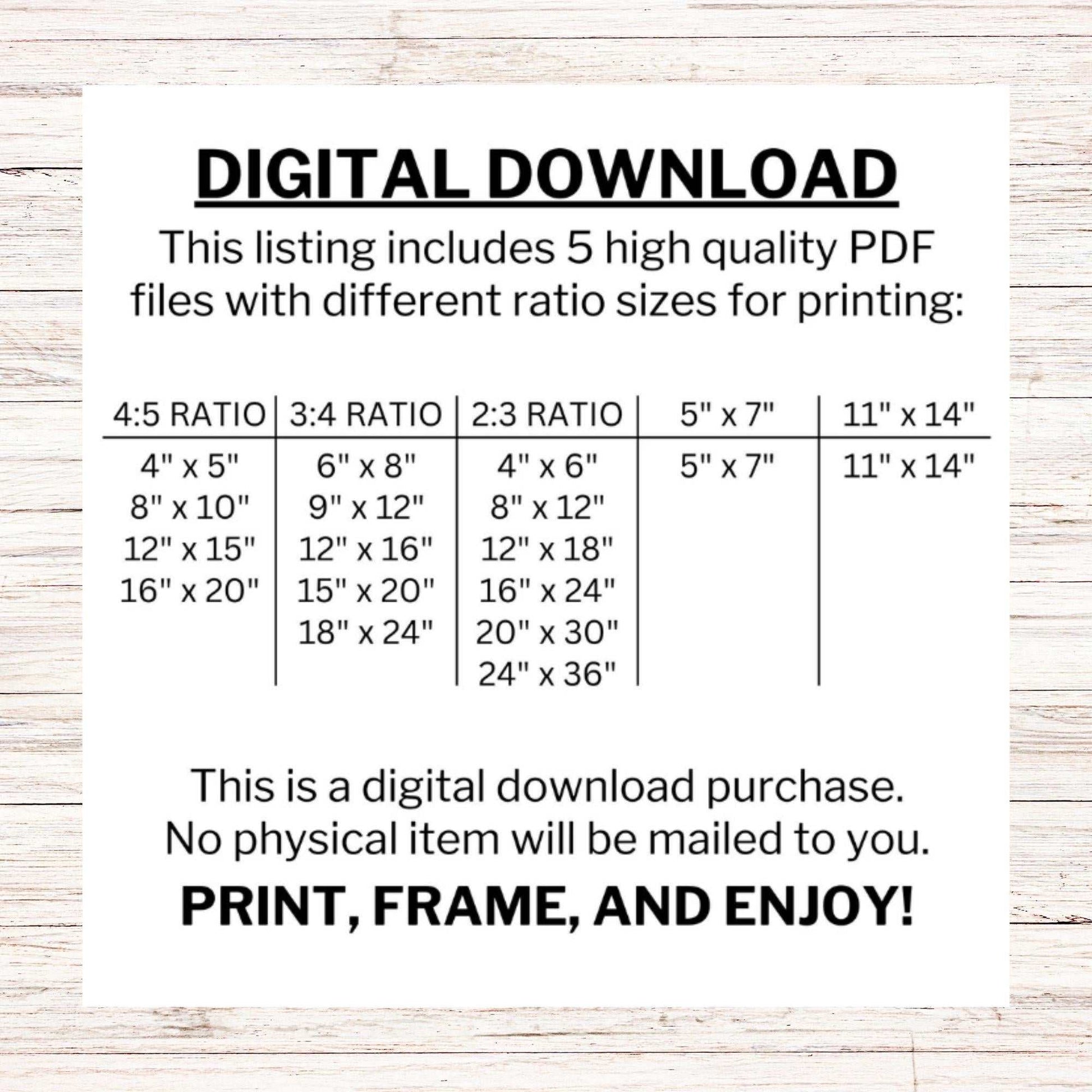 Positive affirmation wall art digital download with multiple PDF sizes for self-care home decor.