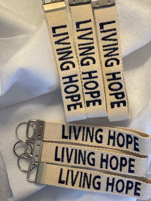 Personalized canvas keychain with custom embroidery and cotton wristlet strap