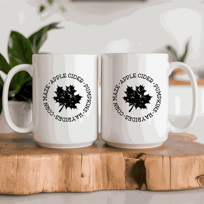 Fall themed ceramic coffee mug with pumpkin design, perfect for cozy autumn moments.