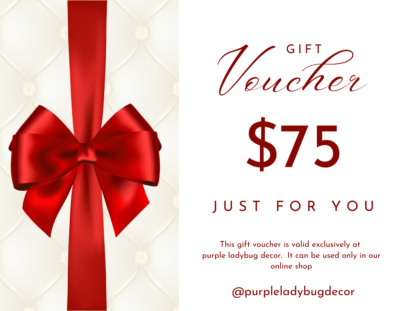 Purple LadyBug Decor e-gift card digital voucher design