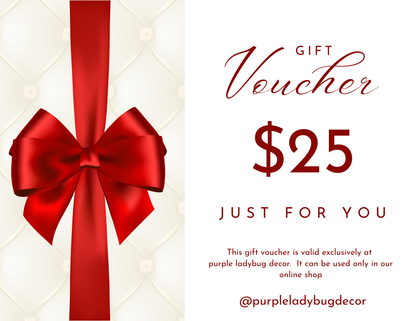 Purple LadyBug Decor E-Gift Card image showing vibrant purple theme and ladybug design