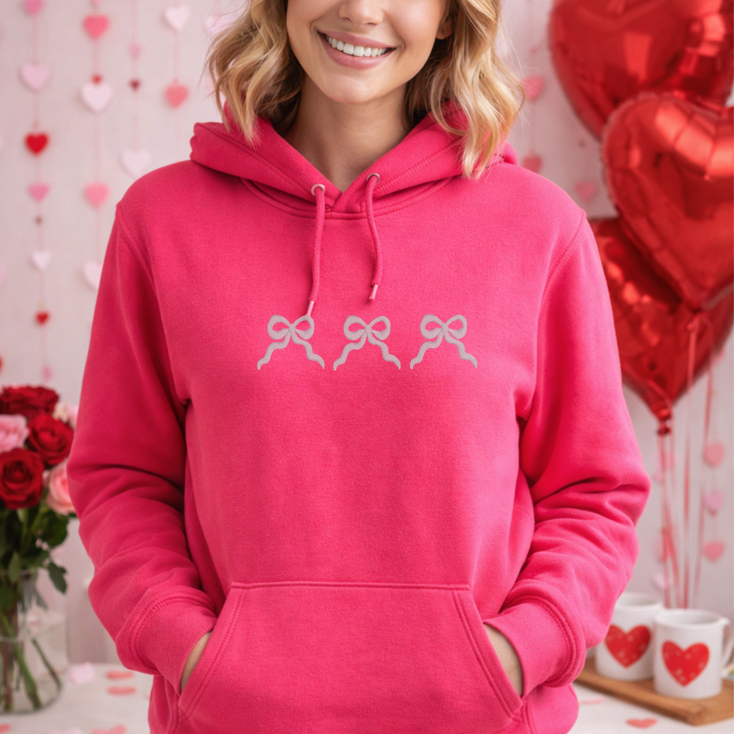 Coquette Bow Embroidered Classic Crew Neck Sweater