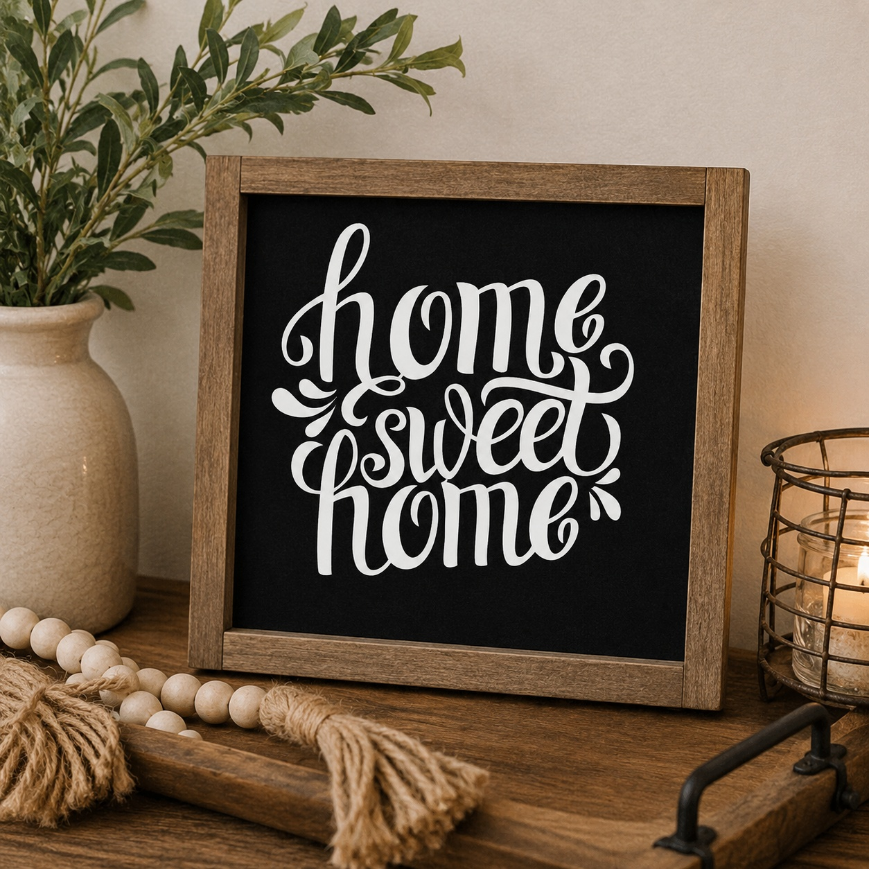 Home Sweet Home Framed Wood Sign | Handcrafted Sign