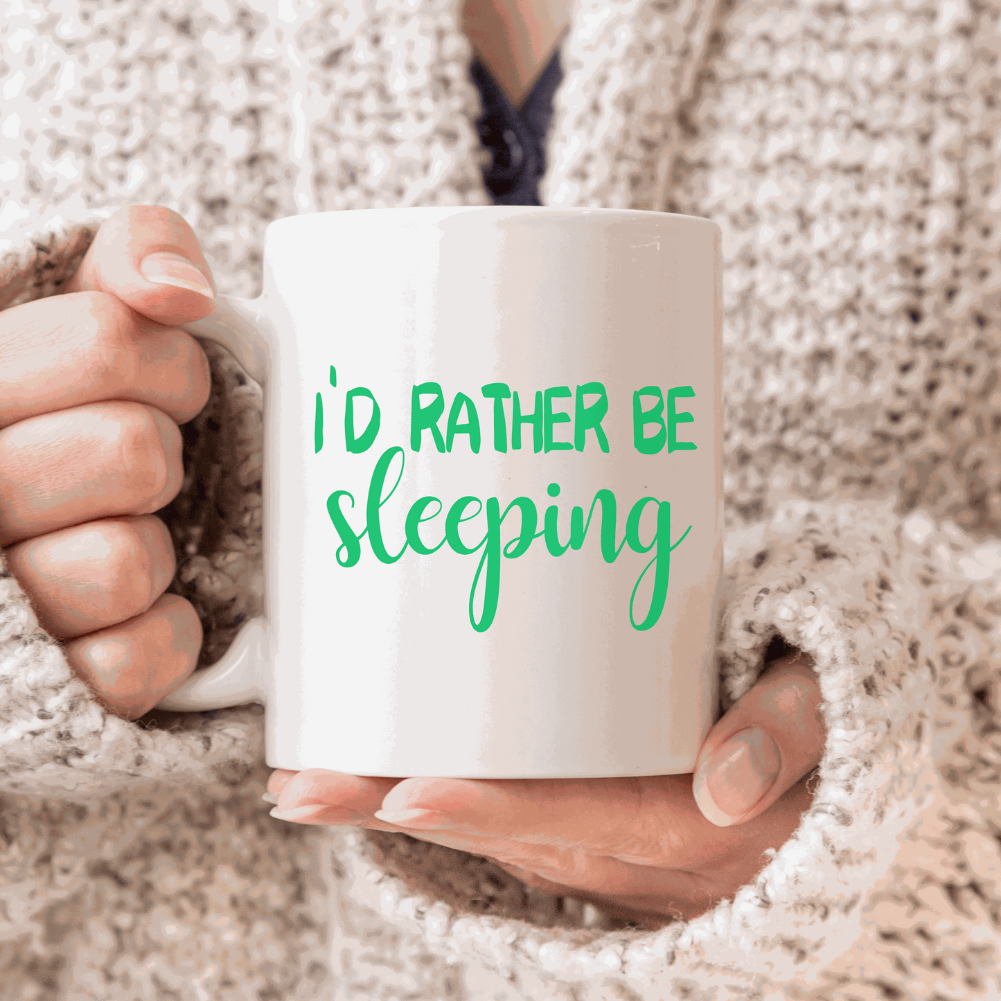 I'd Rather Be Sleeping Ceramic Mug, customizable, 15 oz, white and glossy.