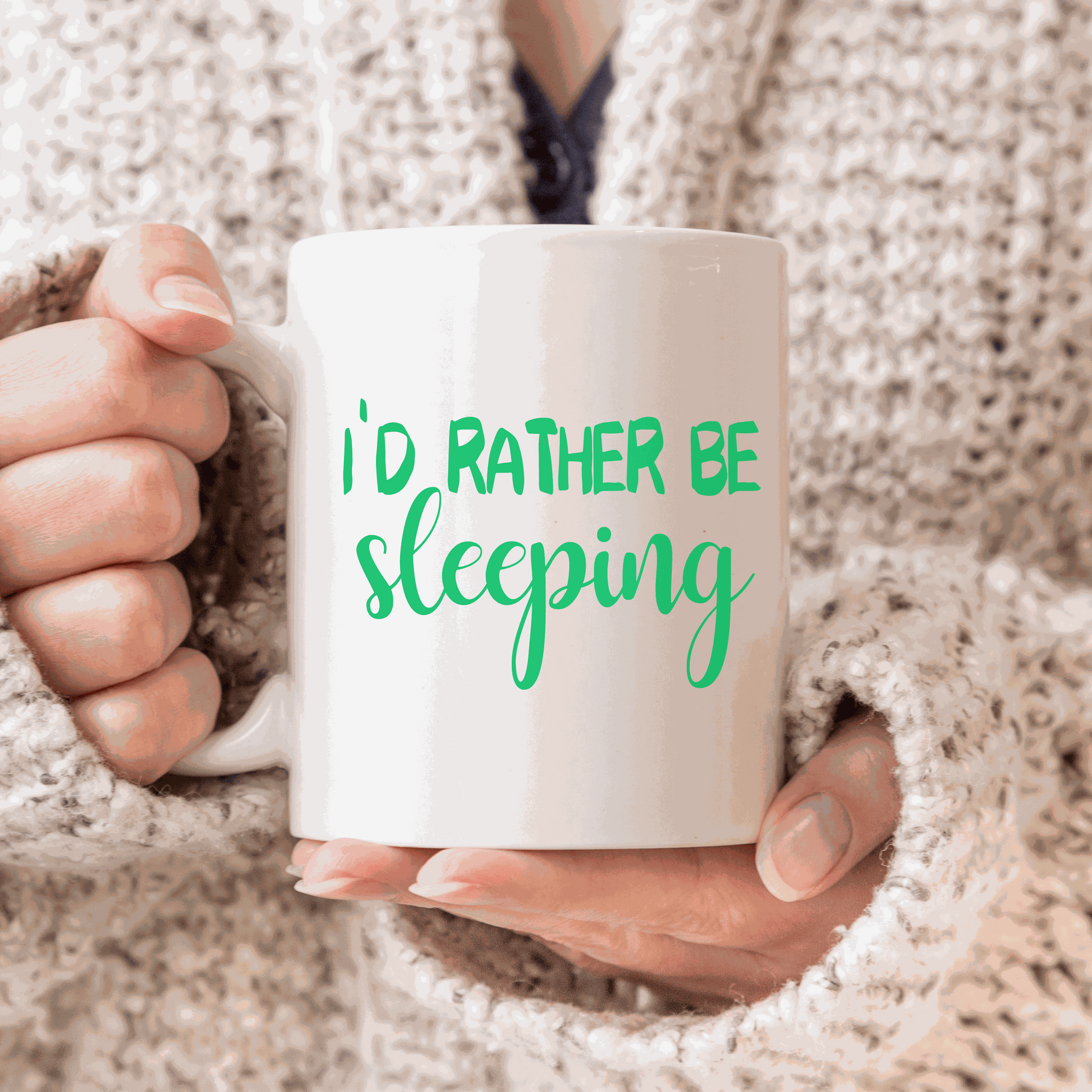 I'd Rather Be Sleeping Ceramic Mug, customizable, 15 oz, white and glossy.