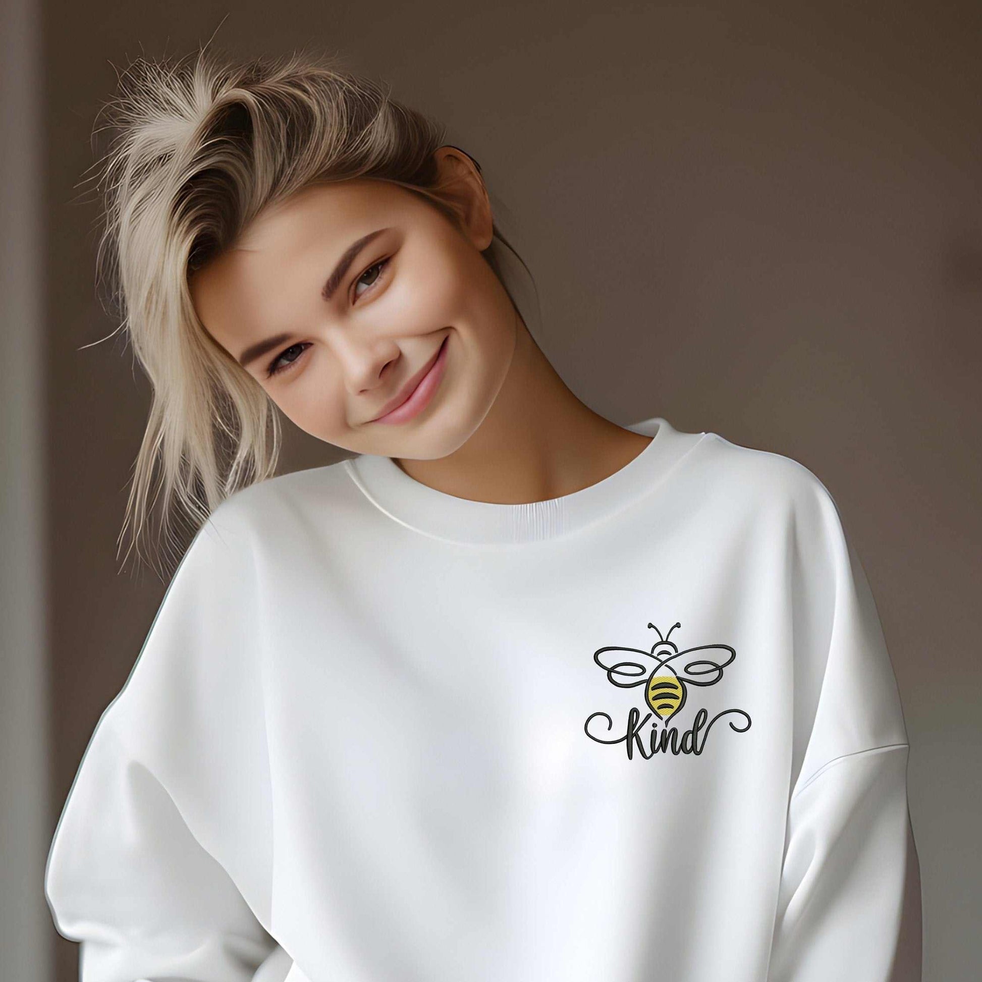 Bumble Bee Be Kind Embroidered Sweatshirt for Women