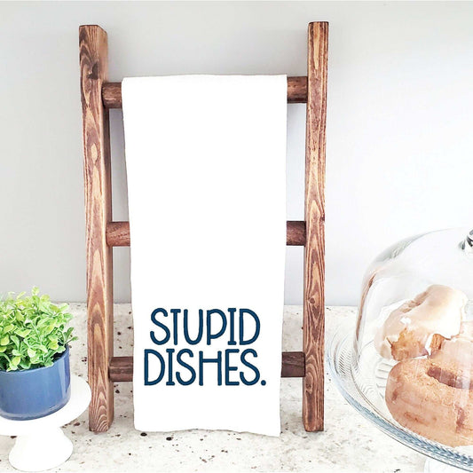 Stupid Dishes Embroidered Towel | Chef's Kitchen Accessory