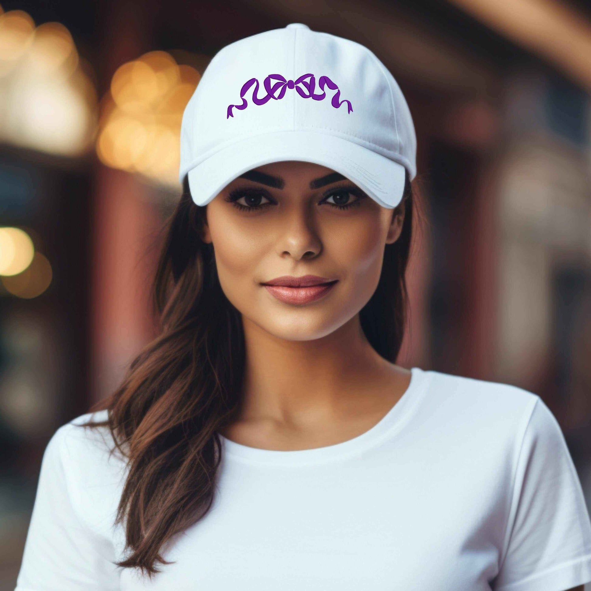 Pink Bow Embroidered Ball Hat front view