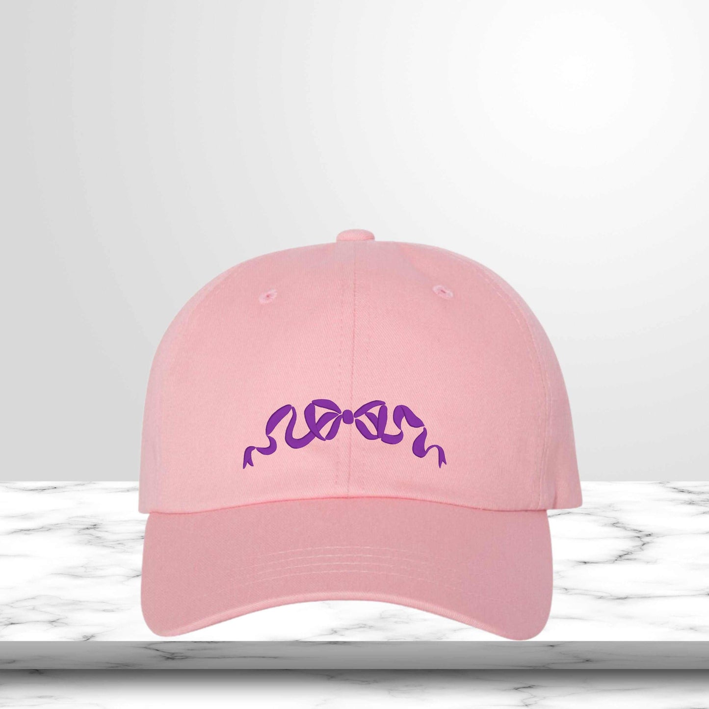 Pink Bow Embroidered Ball Hat | Ribbon Hair Bow