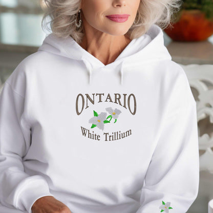 Canada Ontario State Flower White Trillium Logo Embroidered Sweater
