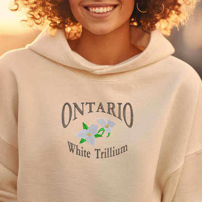 Canada Ontario State Flower White Trillium Logo Embroidered Sweater