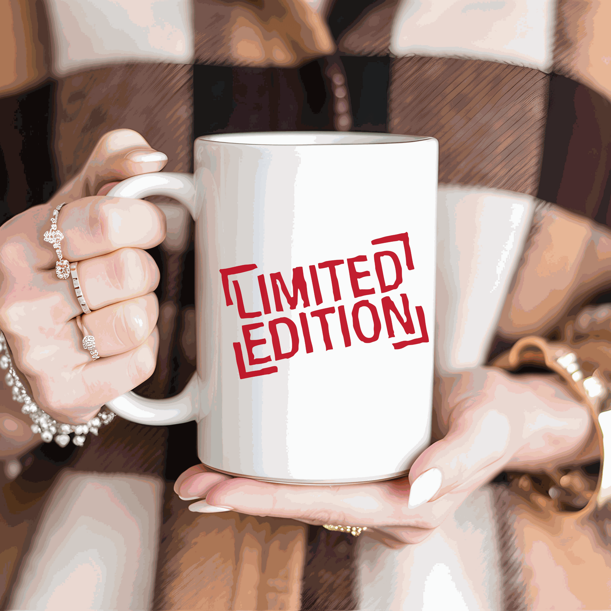 Limited edition ceramic mug with "Limited Edition" design, ideal gift for inspirational start to the day.
