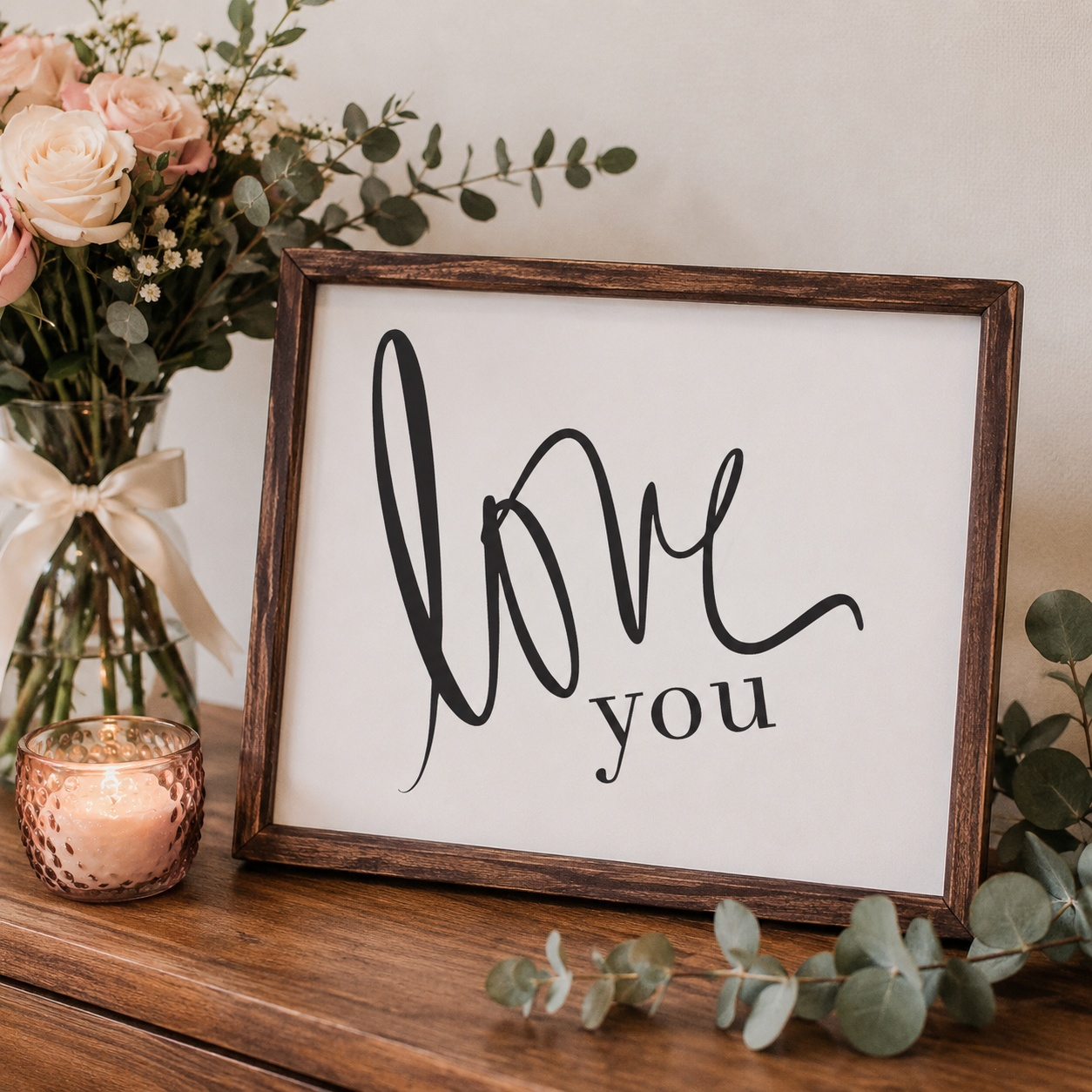 Love You Framed Wood Sign | Handcrafted Sign