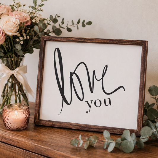 Love You Framed Wood Sign | Handcrafted Sign