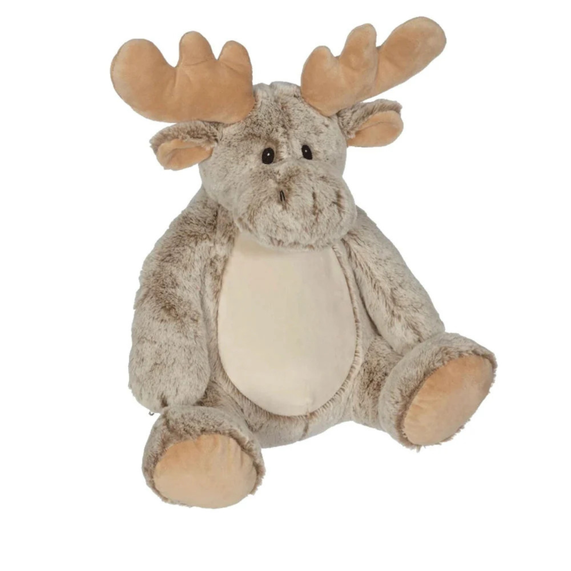 Design your own personalized embroidered sibling stuffed moose animal with removable stuffing and machine washable soft fabric