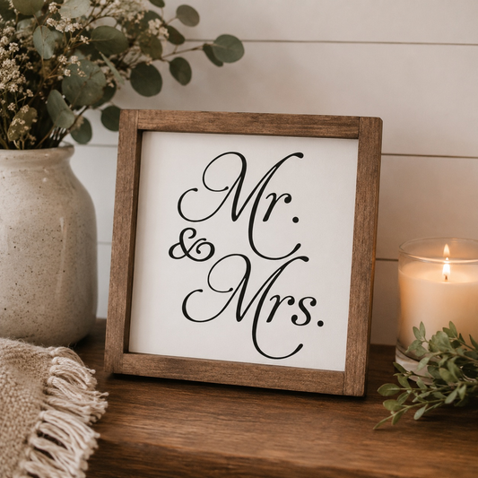 Mr and Mrs  Framed Wood Sign | Handcrafted Wood Sign