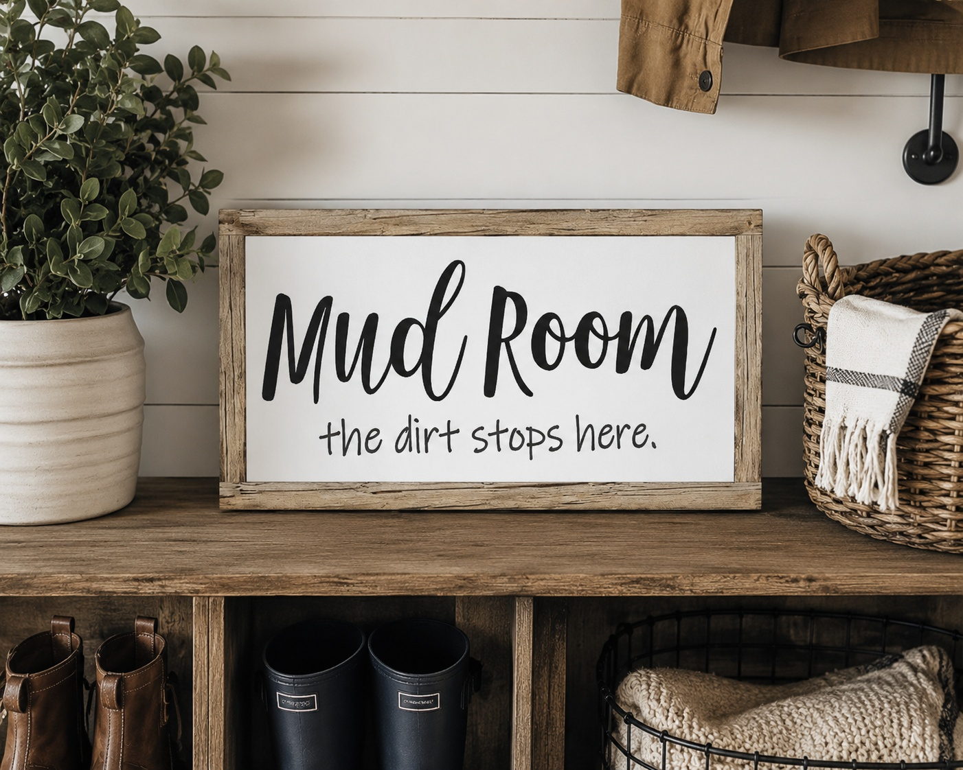 Mud Room Rustic Wood Sign | Handcrafted Wood Sign