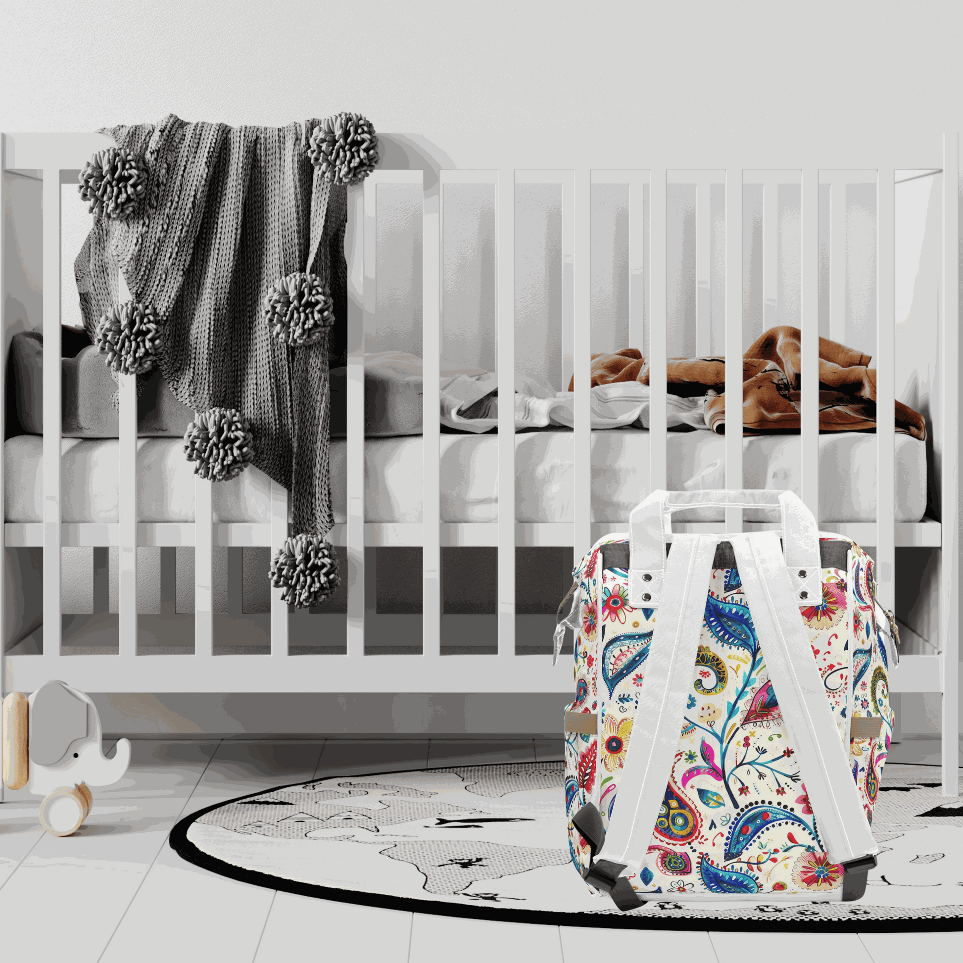 diaper bag in baby nursery