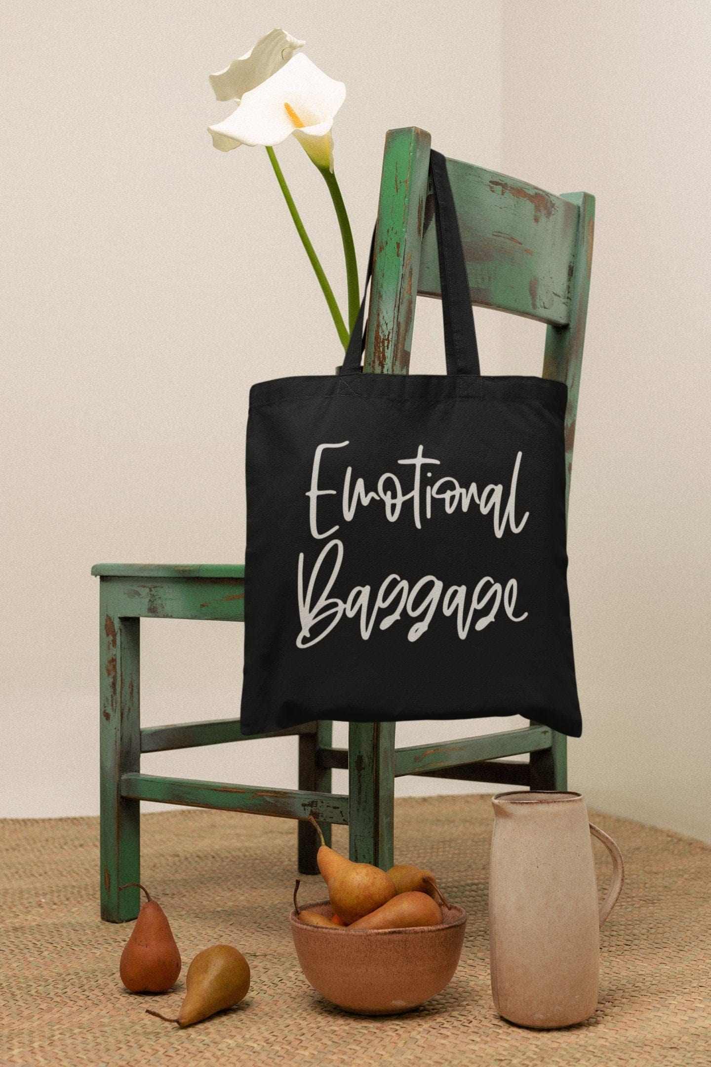 Emotional Baggage Reusable Tote Bag front view