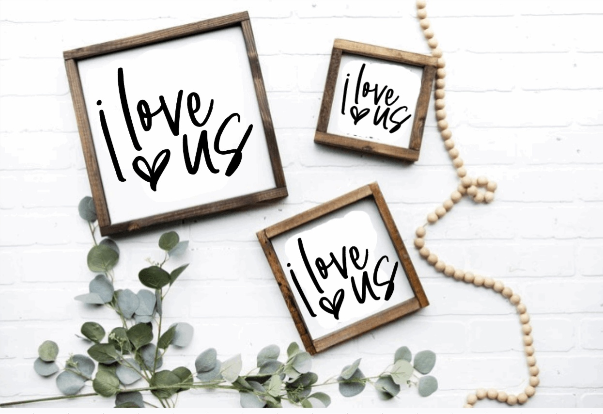 Surprise Indulgence Bundle with "I love us" wooden signs, cozy and sarcastic home decor gift set