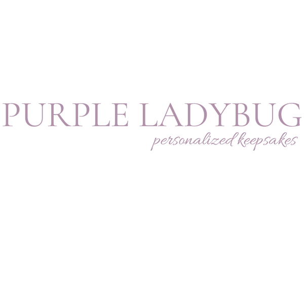 Logo for 'Purple Ladybug' personalized keepsakes on a white background