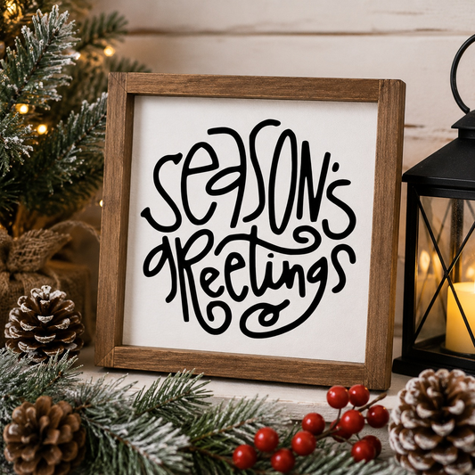 Season's Greetings Holiday Wood Sign | Handcrafted Wood Sign